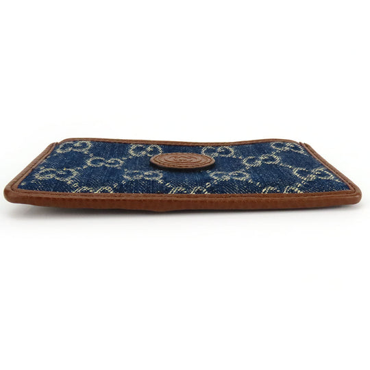 GUCCI Coin case 697717 GG denim Navy Women Used Authentic
