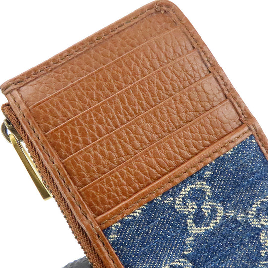 GUCCI Coin case 697717 GG denim Navy Women Used Authentic