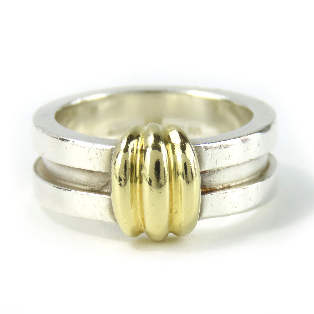 TIFFANY&Co. Ring Silver925, K18 Yellow Gold Silver Groove Wiz 3 Row Women Used Authentic