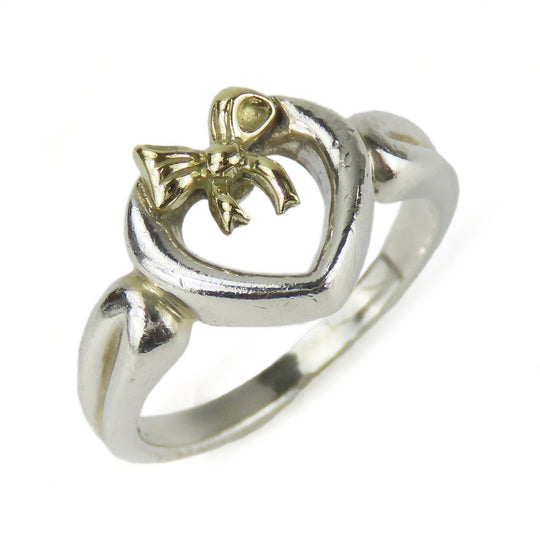 TIFFANY&Co. Ring Silver925, K18 Yellow Gold Silver Heart ribbon Women Used Authentic