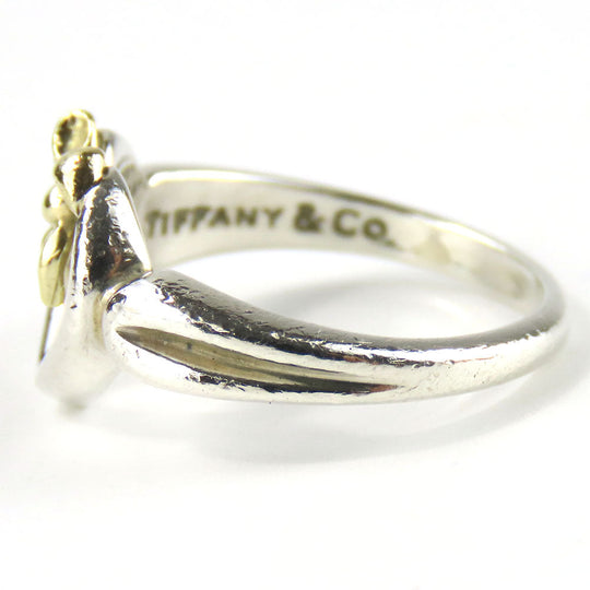 TIFFANY&Co. Ring Silver925, K18 Yellow Gold Silver Heart ribbon Women Used Authentic
