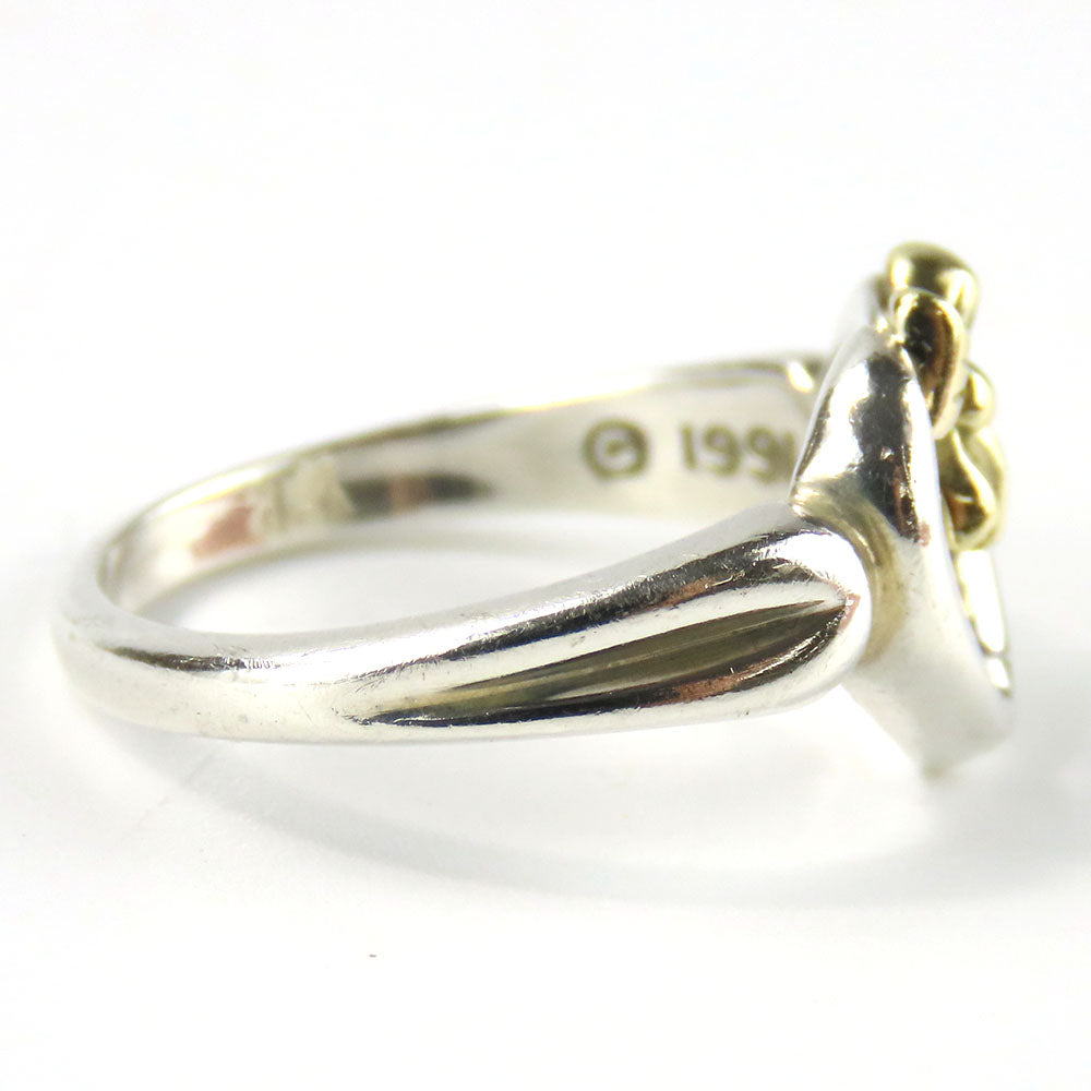 TIFFANY&Co. Ring Silver925, K18 Yellow Gold Silver Heart ribbon Women Used Authentic
