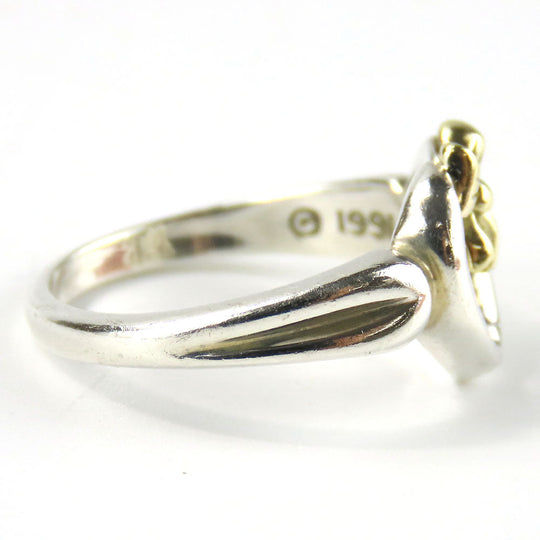 TIFFANY&Co. Ring Silver925, K18 Yellow Gold Silver Heart ribbon Women Used Authentic