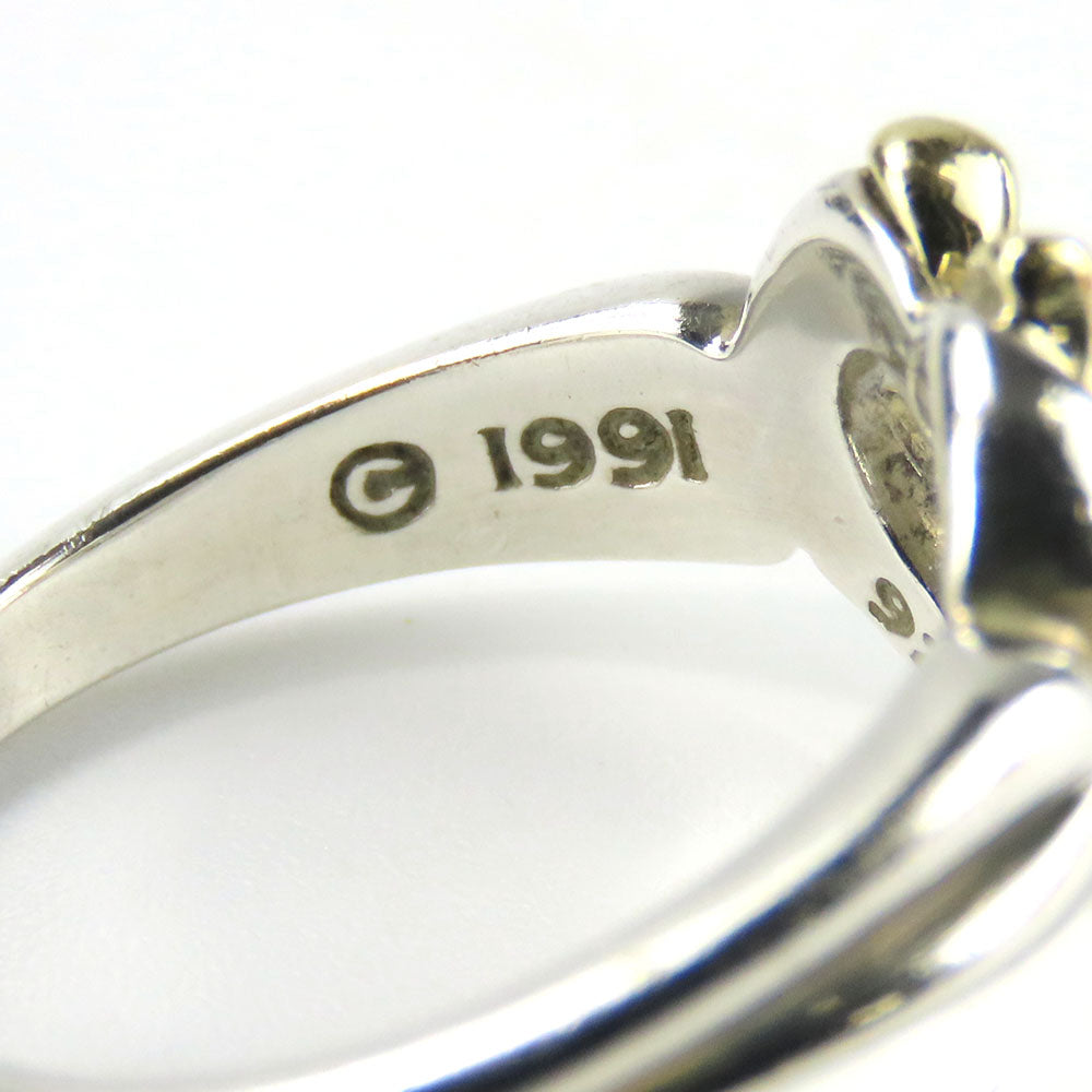 TIFFANY&Co. Ring Silver925, K18 Yellow Gold Silver Heart ribbon Women Used Authentic