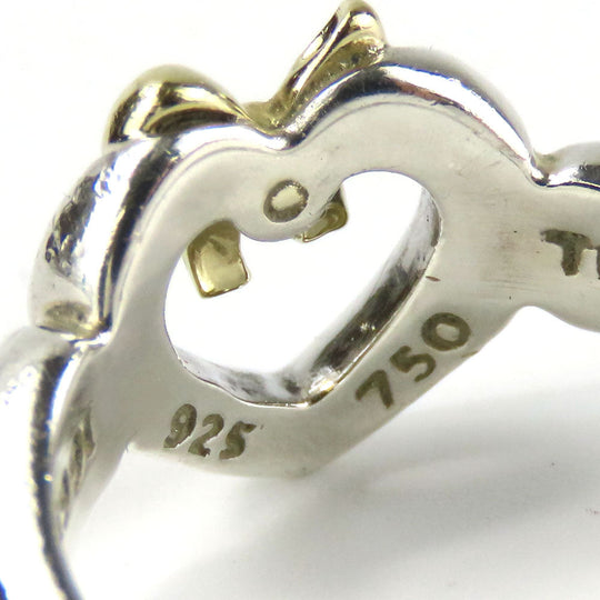 TIFFANY&Co. Ring Silver925, K18 Yellow Gold Silver Heart ribbon Women Used Authentic