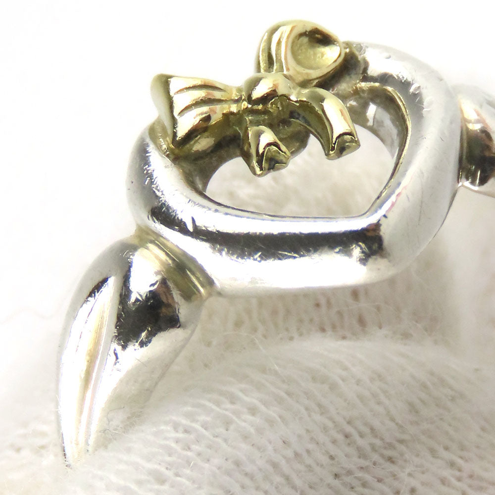 TIFFANY&Co. Ring Silver925, K18 Yellow Gold Silver Heart ribbon Women Used Authentic