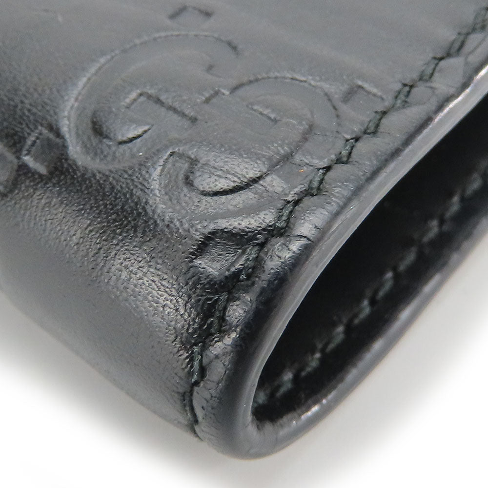 GUCCI Bifold Wallet 406925 Sima leather black Women Used Authentic
