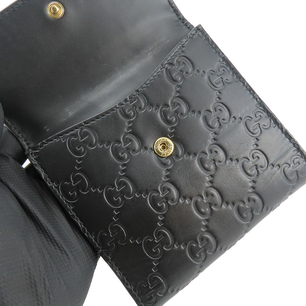 GUCCI Bifold Wallet 406925 Sima leather black Women Used Authentic