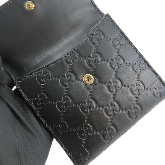 GUCCI Bifold Wallet 406925 Sima leather black Women Used Authentic