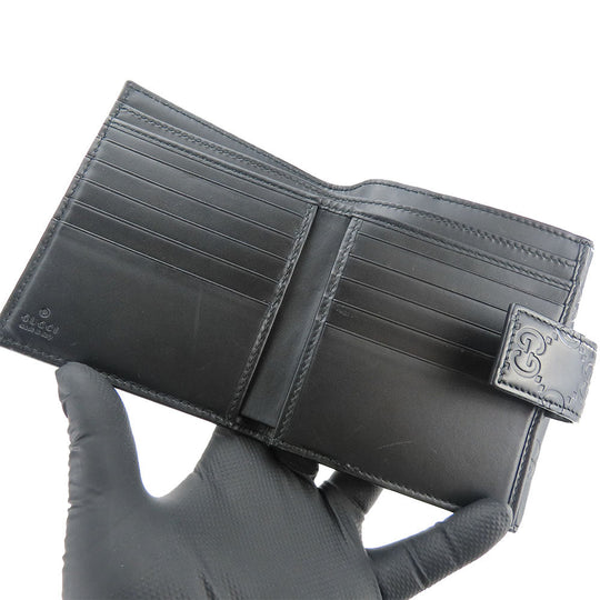 GUCCI Bifold Wallet 406925 Sima leather black Women Used Authentic