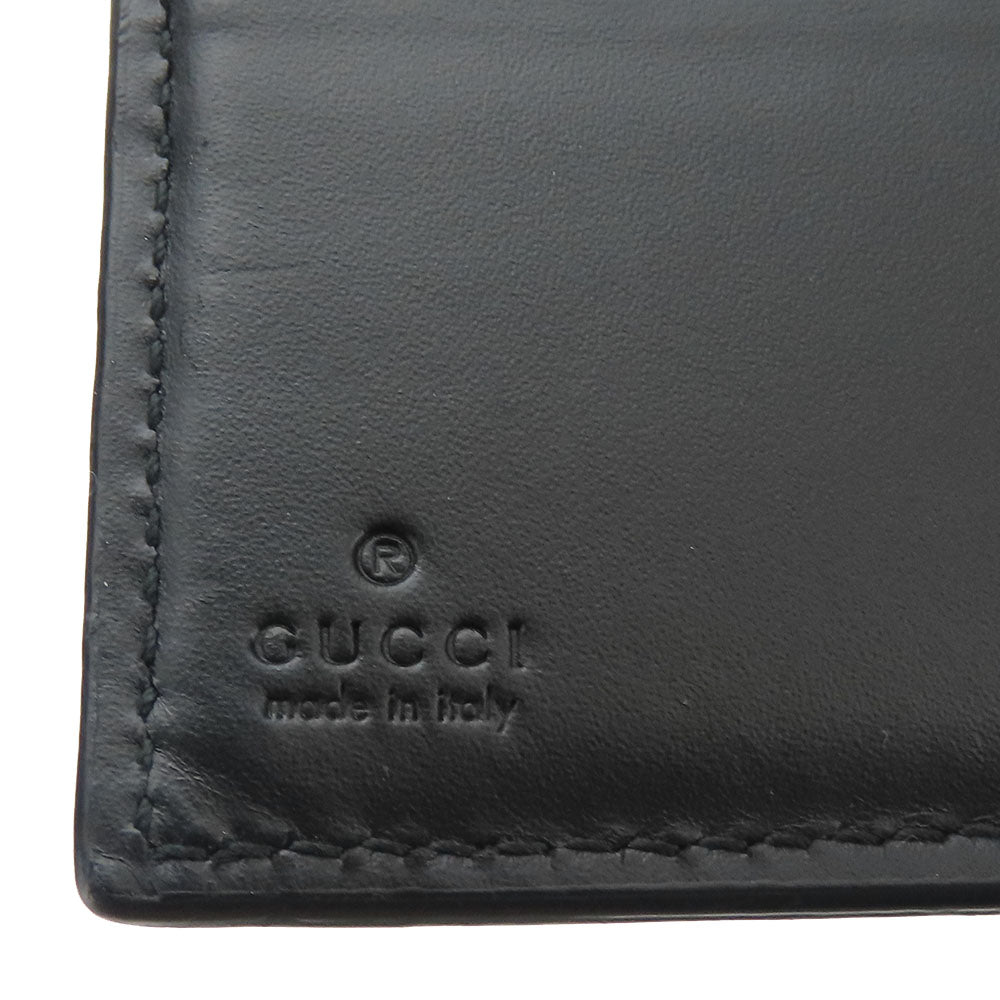 GUCCI Bifold Wallet 406925 Sima leather black Women Used Authentic