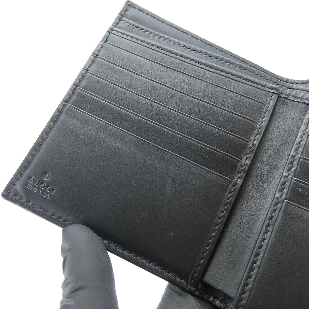 GUCCI Bifold Wallet 406925 Sima leather black Women Used Authentic