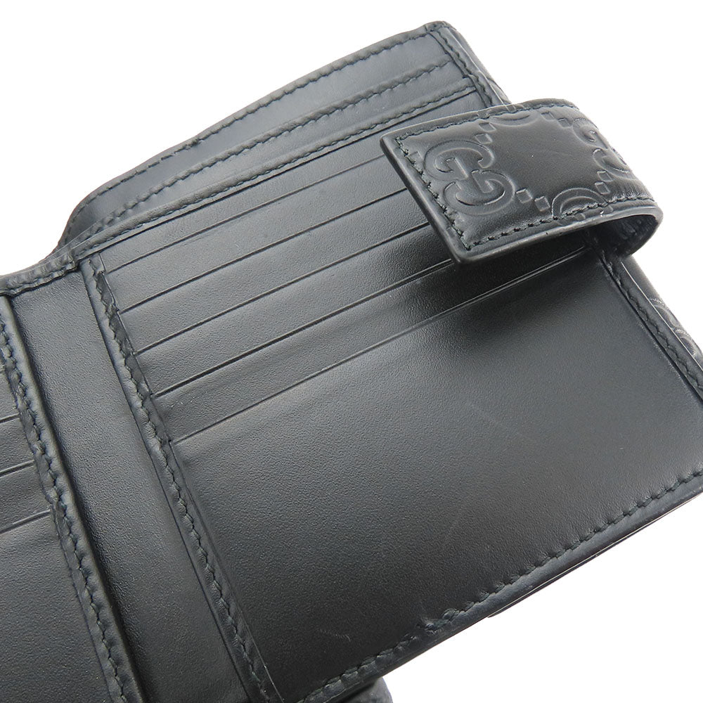 GUCCI Bifold Wallet 406925 Sima leather black Women Used Authentic