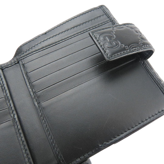 GUCCI Bifold Wallet 406925 Sima leather black Women Used Authentic