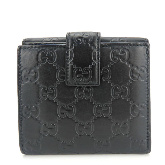 GUCCI Bifold Wallet 406925 Sima leather black Women Used Authentic