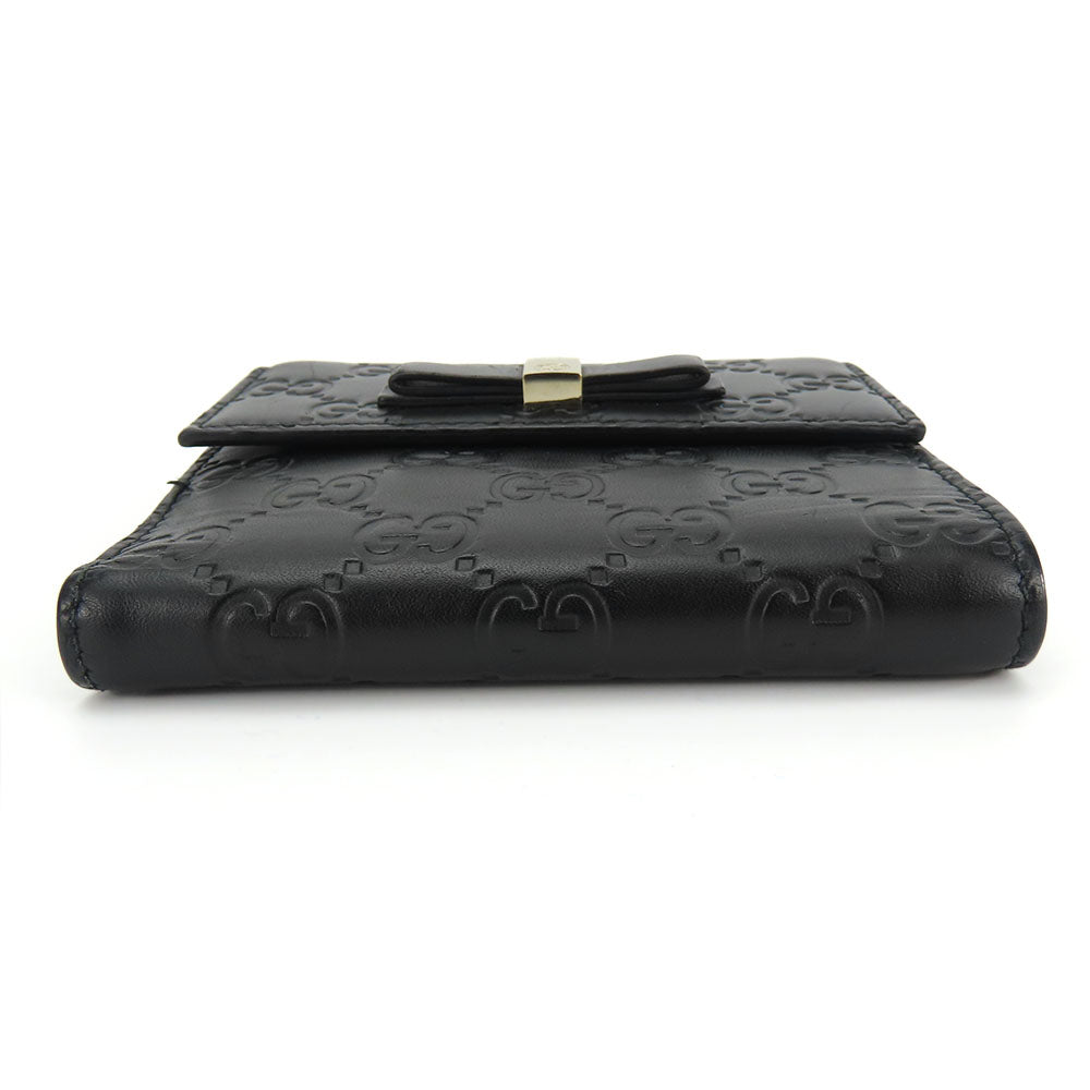 GUCCI Bifold Wallet 406925 Sima leather black Women Used Authentic