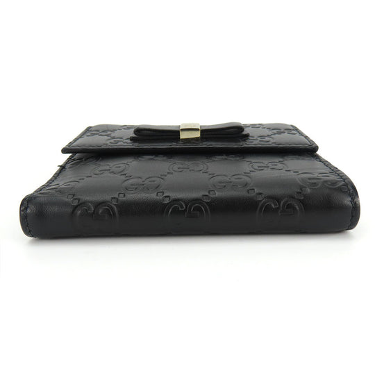 GUCCI Bifold Wallet 406925 Sima leather black Women Used Authentic