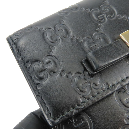 GUCCI Bifold Wallet 406925 Sima leather black Women Used Authentic