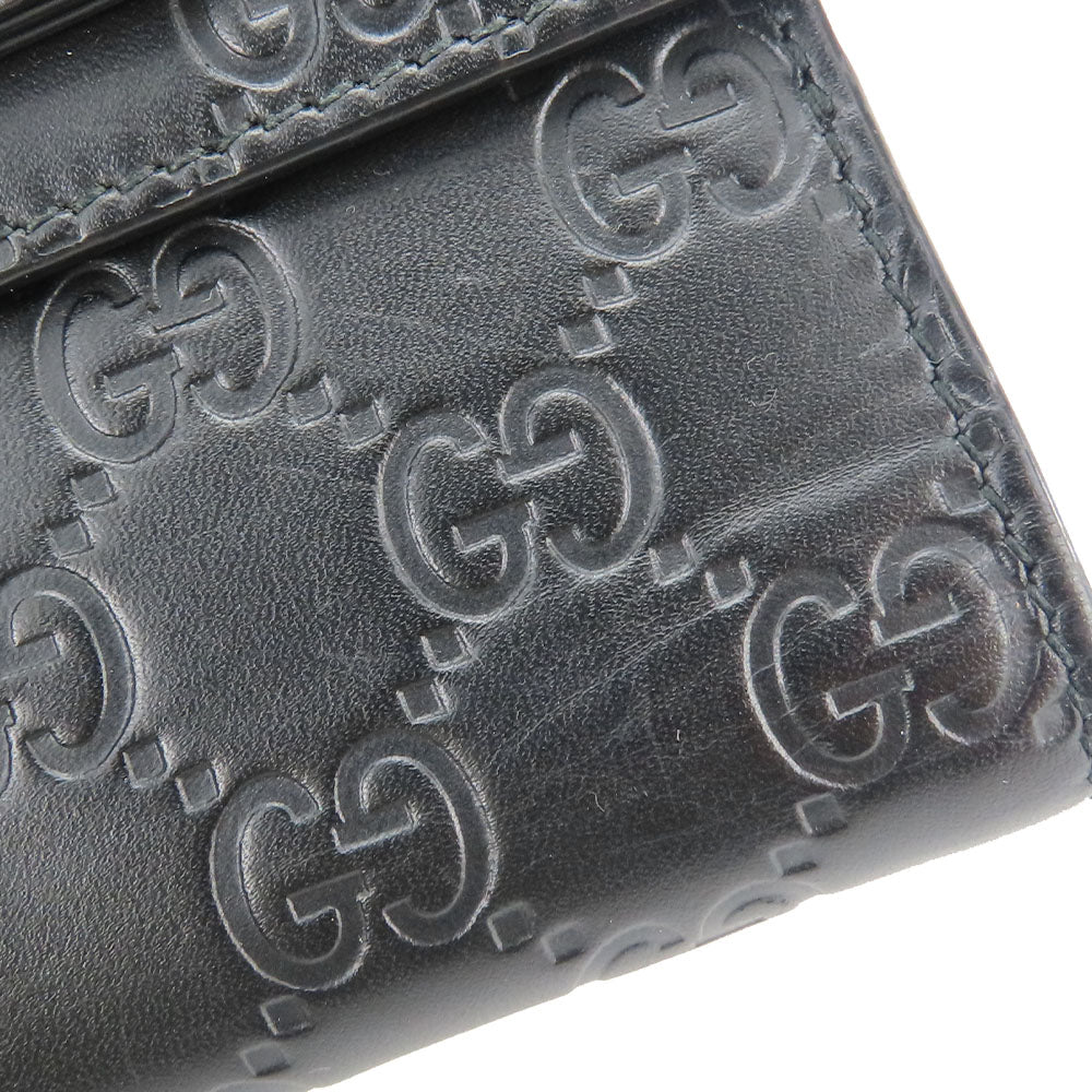 GUCCI Bifold Wallet 406925 Sima leather black Women Used Authentic