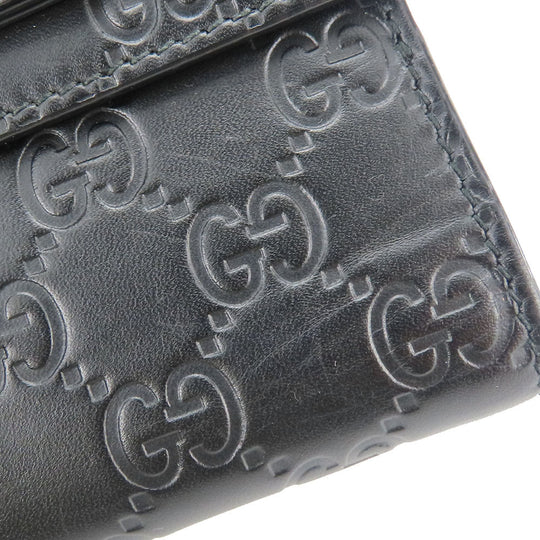 GUCCI Bifold Wallet 406925 Sima leather black Women Used Authentic