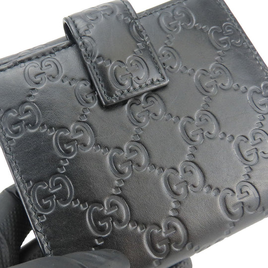 GUCCI Bifold Wallet 406925 Sima leather black Women Used Authentic