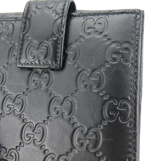 GUCCI Bifold Wallet 406925 Sima leather black Women Used Authentic