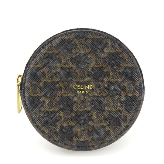 CELINE Coin case 10D222BQ3.38NO PVC, Leather black Triomphe Women Used Authentic