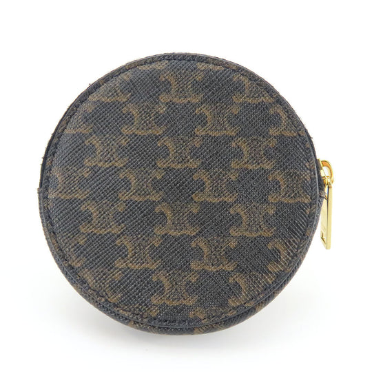 CELINE Coin case 10D222BQ3.38NO PVC, Leather black Triomphe Women Used Authentic