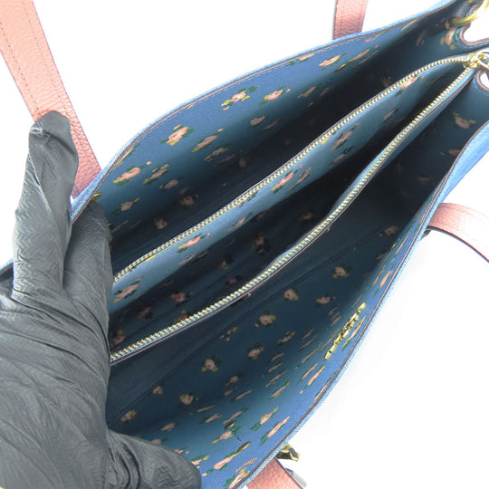 COACH Tote Bag 28898 Denim, Leather Navy Women Used Authentic