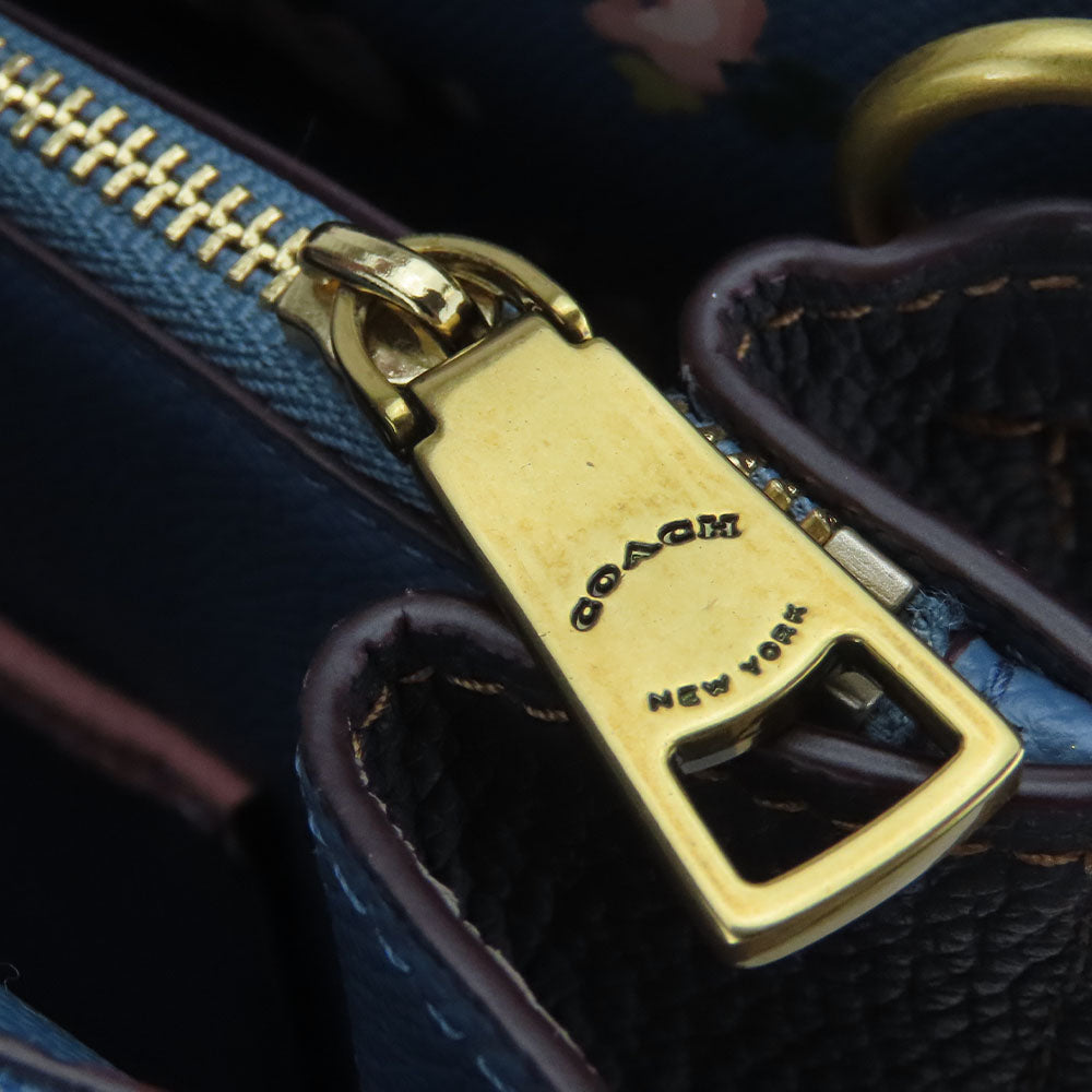 COACH Tote Bag 28898 Denim, Leather Navy Women Used Authentic