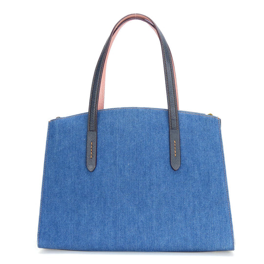COACH Tote Bag 28898 Denim, Leather Navy Women Used Authentic