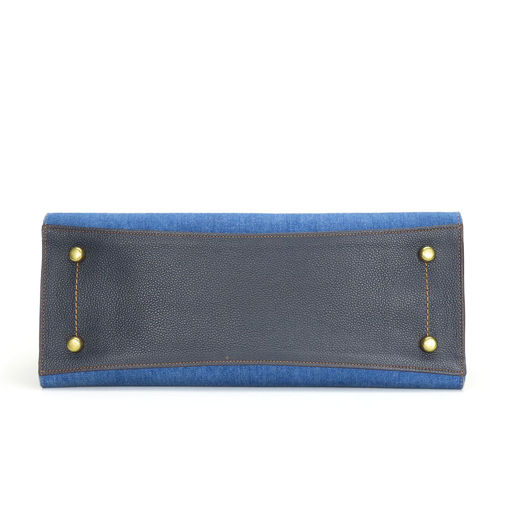 COACH Tote Bag 28898 Denim, Leather Navy Women Used Authentic