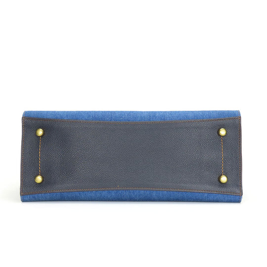 COACH Tote Bag 28898 Denim, Leather Navy Women Used Authentic