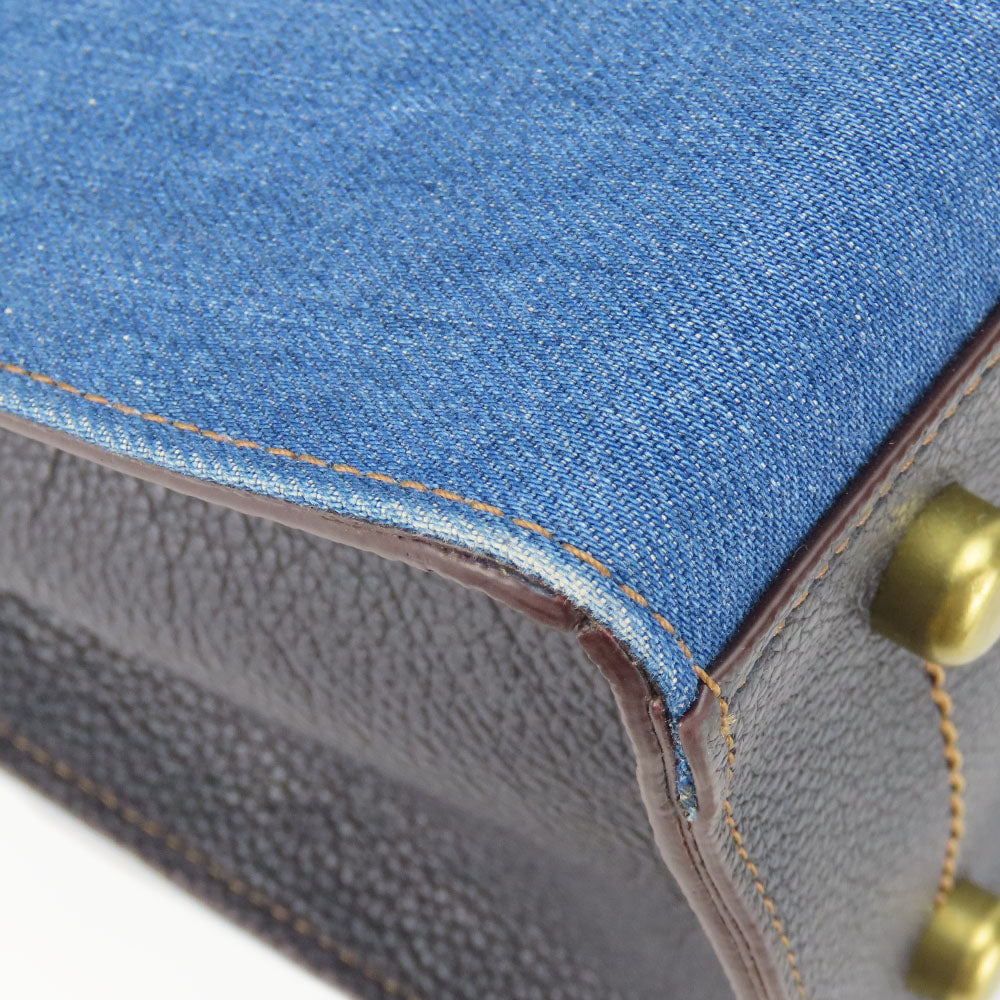 COACH Tote Bag 28898 Denim, Leather Navy Women Used Authentic