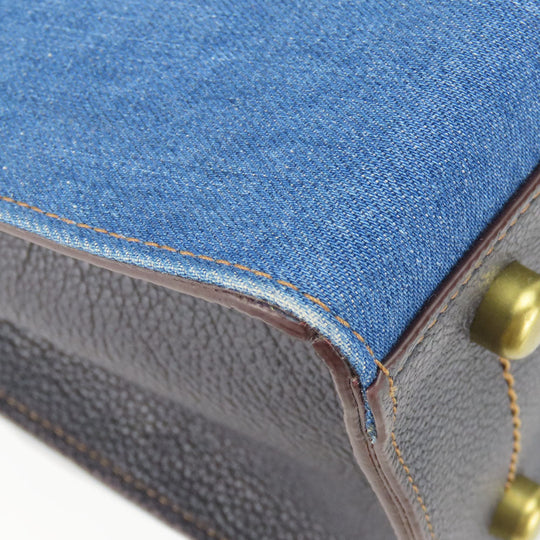 COACH Tote Bag 28898 Denim, Leather Navy Women Used Authentic