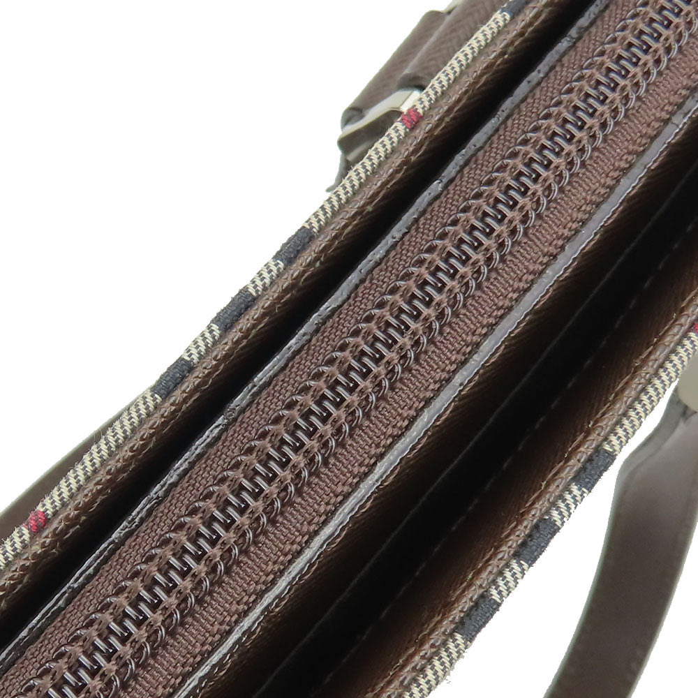 BURBERRY Tote Bag Canvas, Leather Brown Women Used Authentic