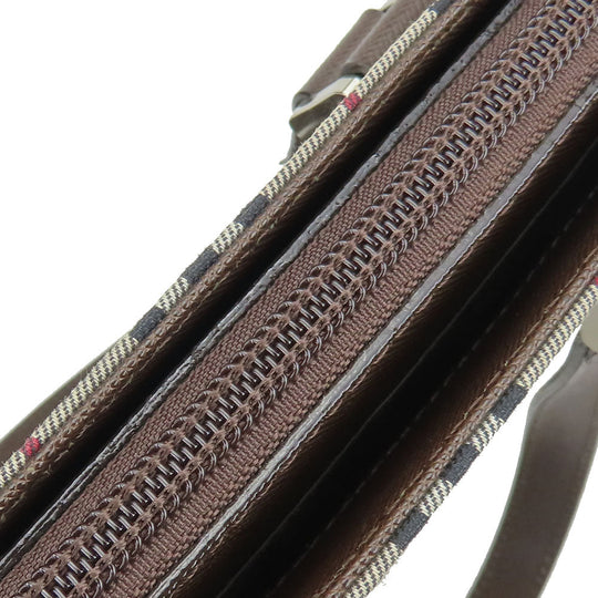 BURBERRY Tote Bag Canvas, Leather Brown Women Used Authentic