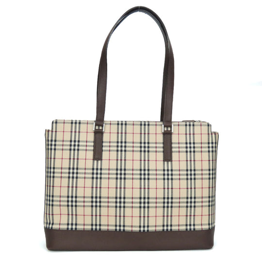 BURBERRY Tote Bag Canvas, Leather Brown Women Used Authentic