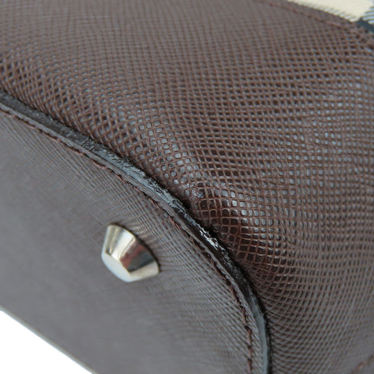 BURBERRY Tote Bag Canvas, Leather Brown Women Used Authentic
