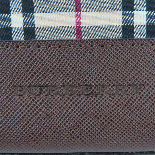 BURBERRY Tote Bag Canvas, Leather Brown Women Used Authentic
