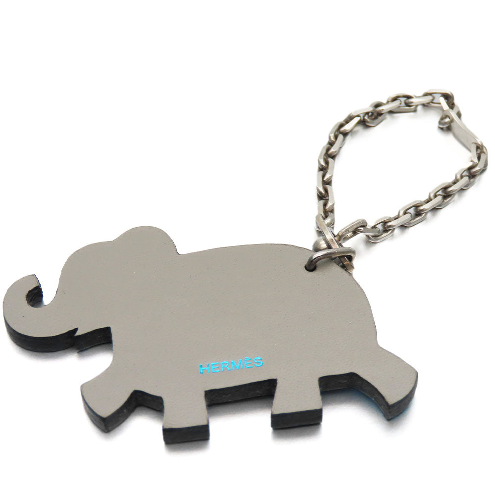 HERMES Bag charm Silver925 , Leather blue Women Used Authentic