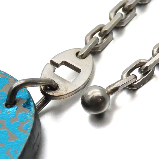HERMES Bag charm Silver925 , Leather blue Women Used Authentic