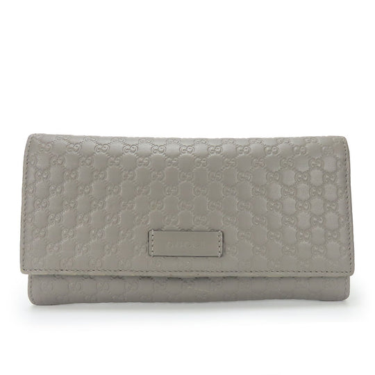 GUCCI Long Wallet Purse 449396 Sima leather Gray type Women Used Authentic