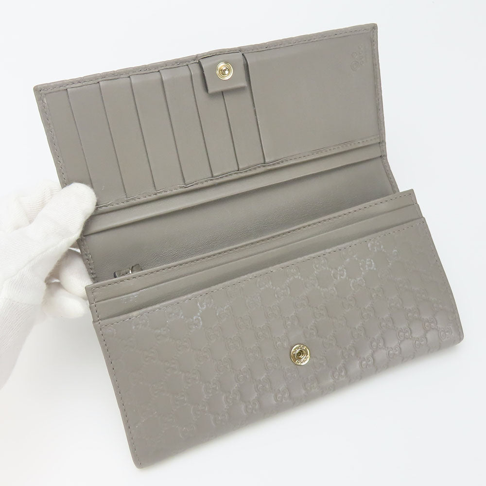 GUCCI Long Wallet Purse 449396 Sima leather Gray type Women Used Authentic