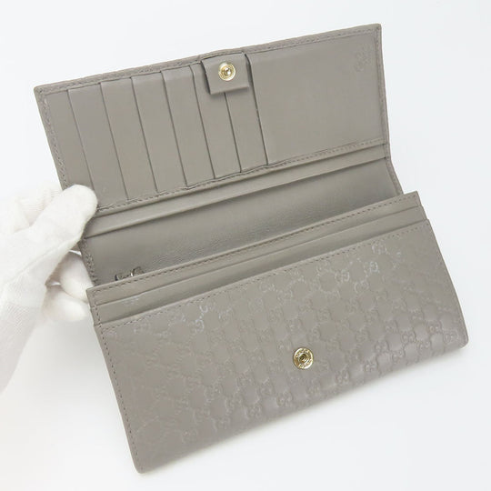 GUCCI Long Wallet Purse 449396 Sima leather Gray type Women Used Authentic