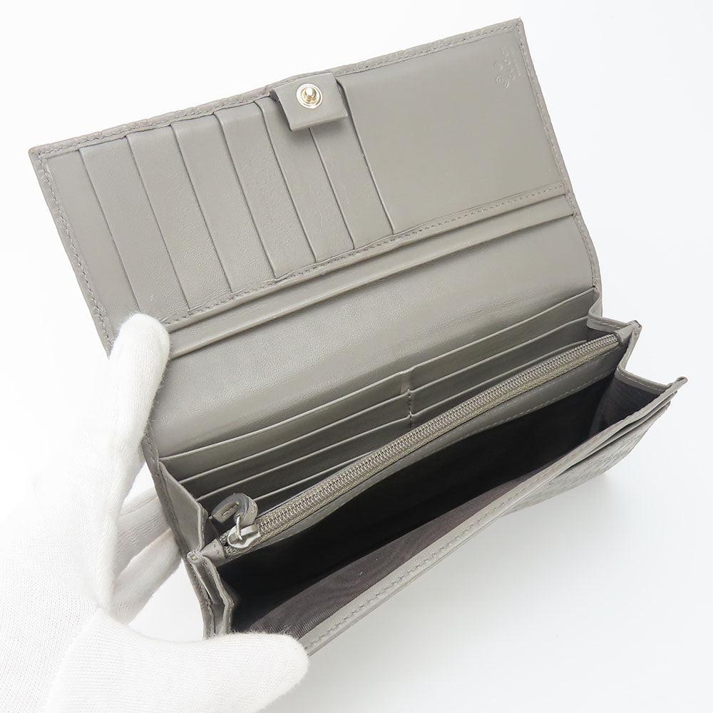 GUCCI Long Wallet Purse 449396 Sima leather Gray type Women Used Authentic