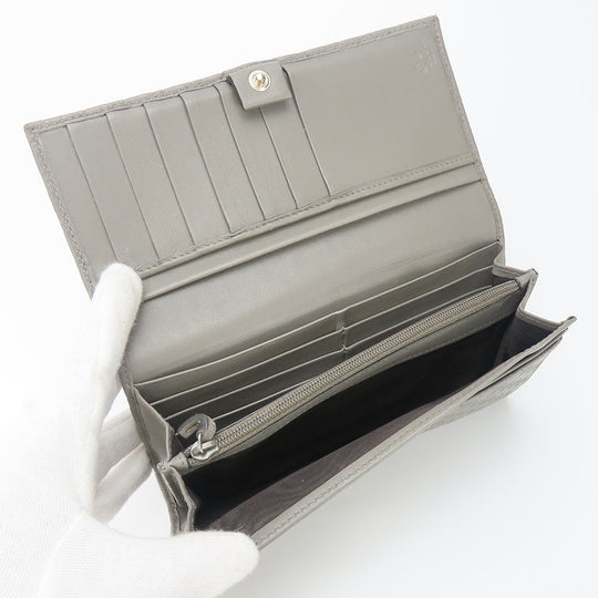 GUCCI Long Wallet Purse 449396 Sima leather Gray type Women Used Authentic