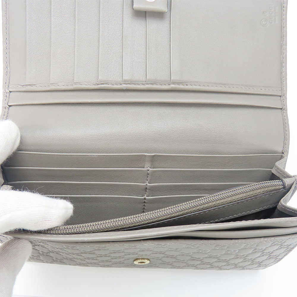 GUCCI Long Wallet Purse 449396 Sima leather Gray type Women Used Authentic