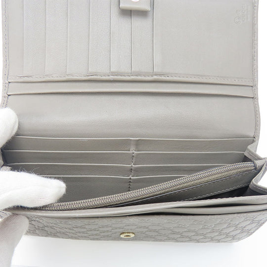 GUCCI Long Wallet Purse 449396 Sima leather Gray type Women Used Authentic