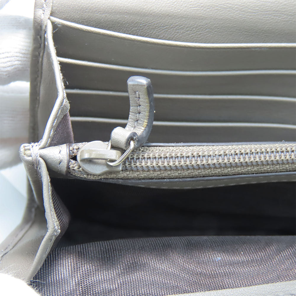 GUCCI Long Wallet Purse 449396 Sima leather Gray type Women Used Authentic